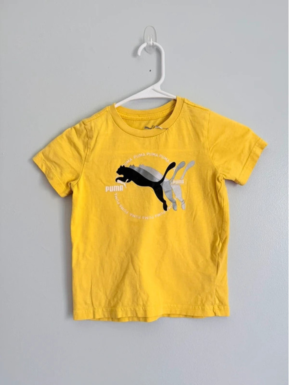 Puma Boys Yellow Logo Graphic T-Shirt – Size 5